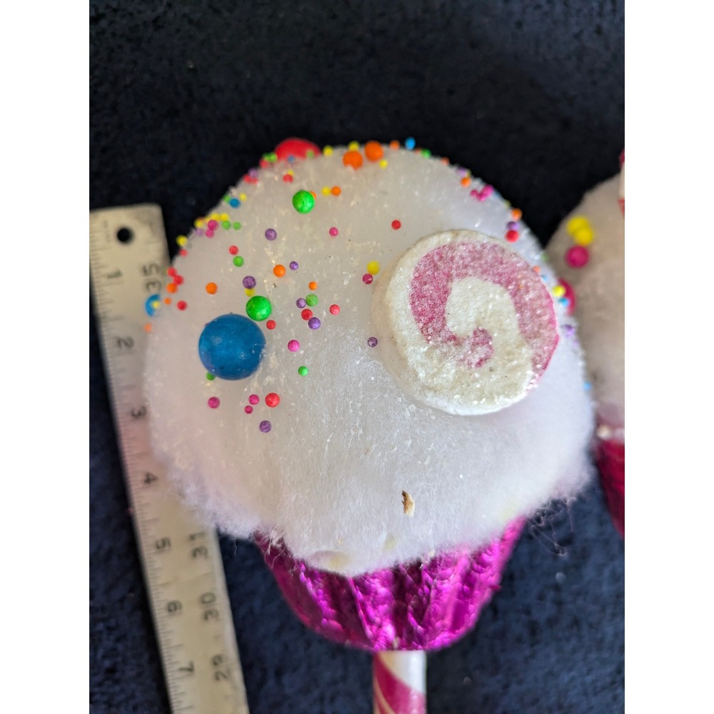 Cupcake Lollipop Christmas Tree Picks Pink White Candy Land Decor 5pc 20 inch - Picture 4 of 9